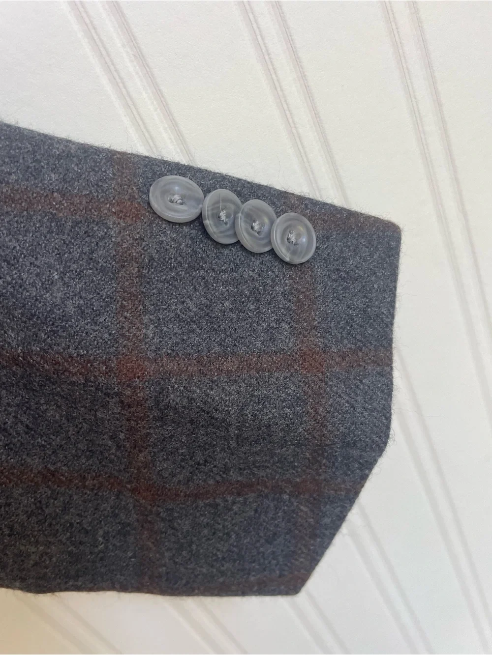 Michael Kors Gray Windowpane Wool Sport Coat with Brown Check Mens 42L